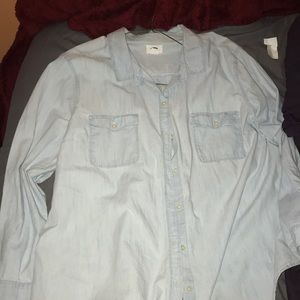 Light faux denim button up